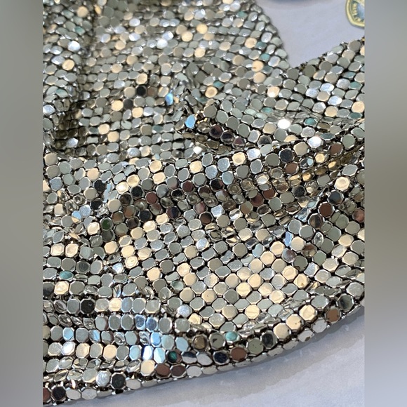 Whiting & Davis VINTAGE SIGNED Mesh bib Chain Necklace sparkly earring 1940’s - Picture 5 of 14